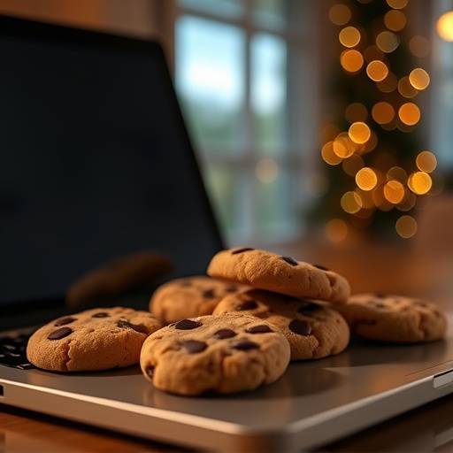 Imagem ilustrativa de cookies em um computador.